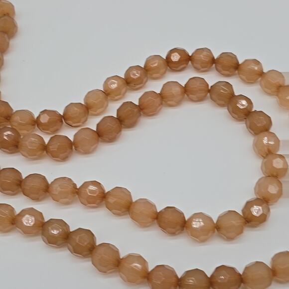 Set of 2 Layering Pieces Cream Soda Faceted Acrylic Strung Beads 38" Necklaces - Picture 6 of 12